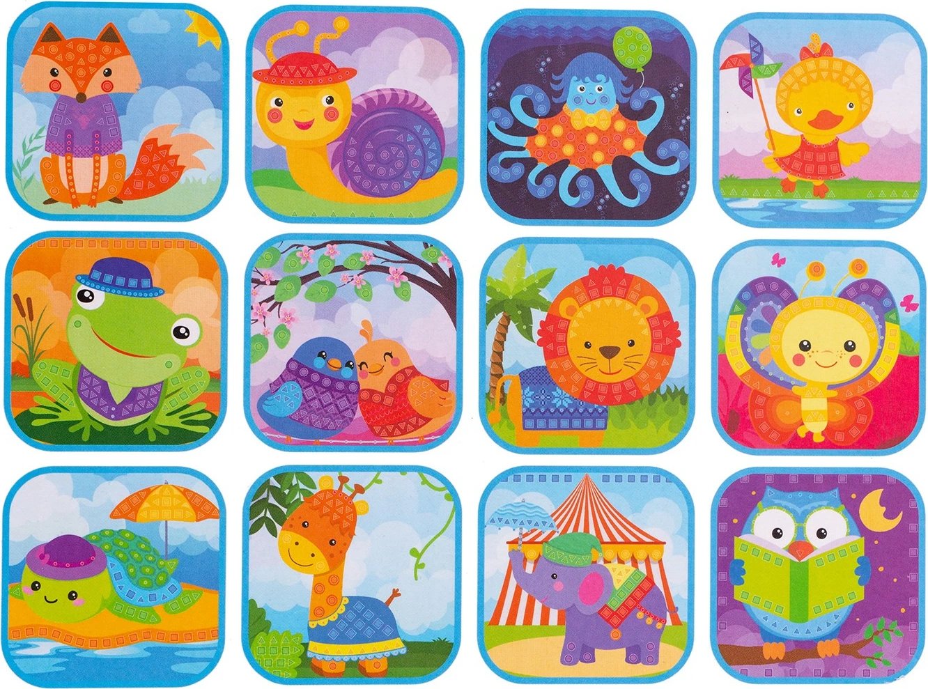 Set kreativ me ngjitëse kafshësh ASKATO 113746, 12 kartona, shumëngjyrëshe