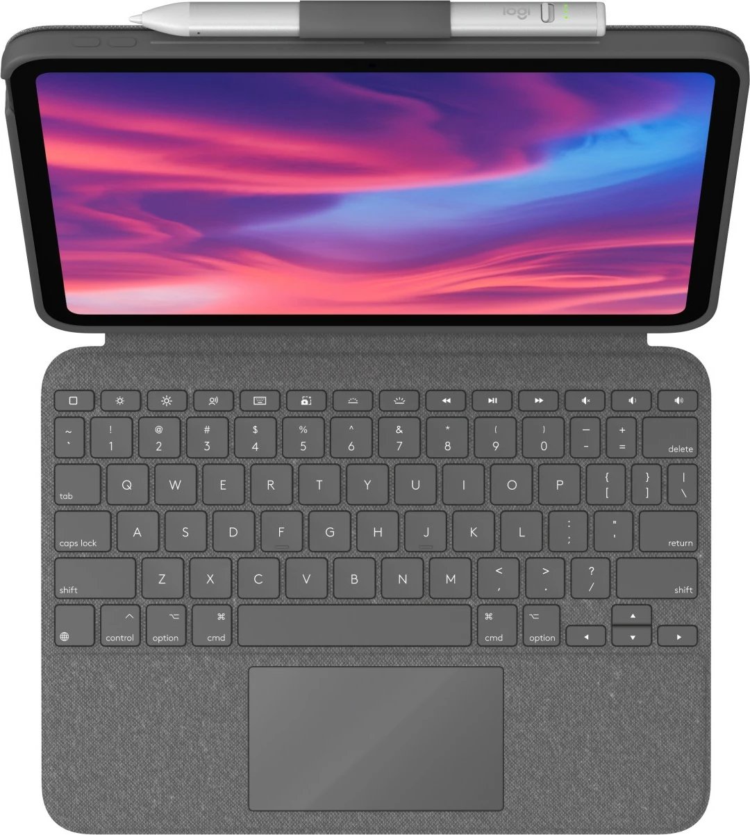 Mbështjellës me tastierë Logitech Combo Touch, QWERTZ, Gjermanisht, Touchpad, Gri