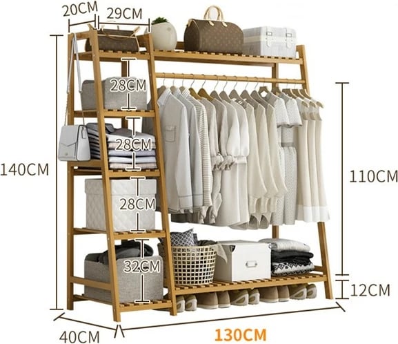 Raft organizues druri Nextdeco, 1 shufër, 7 rafte, H140x40x130cm