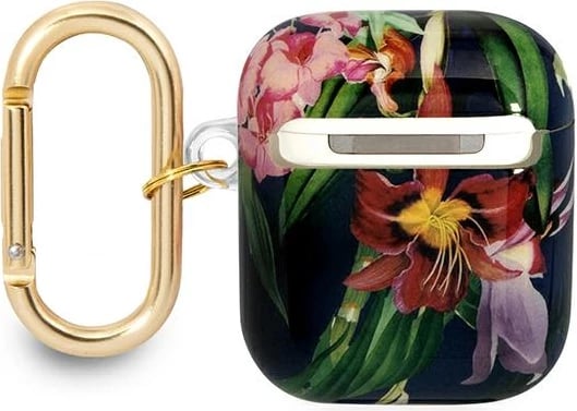 Mbështjellës Guess GUA2HHFLB për AirPods 1/2, Flower Strap Collection, Blu
