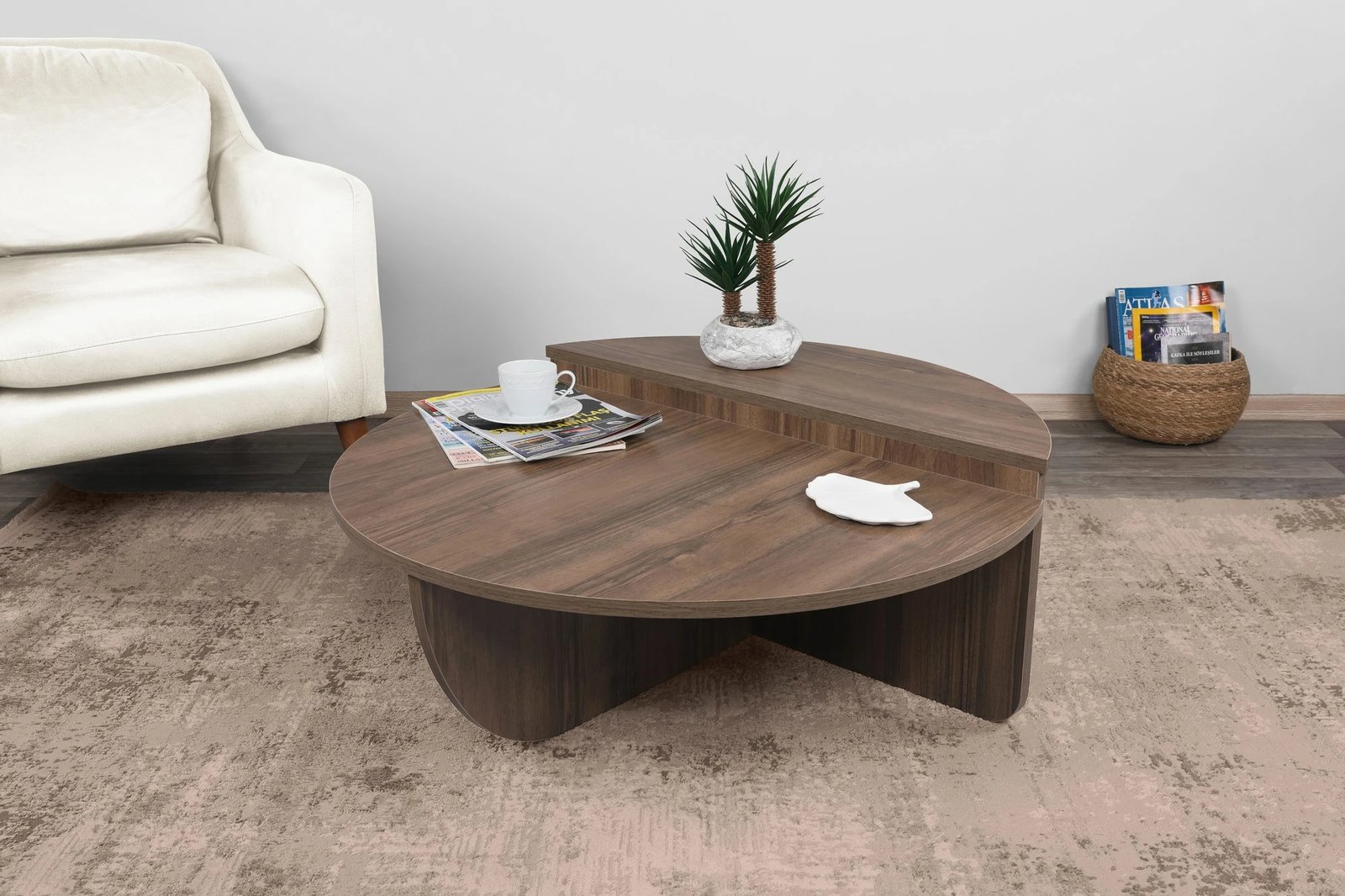 Tavolinë kafeje Skye Decor, podium, ngjyrë arre