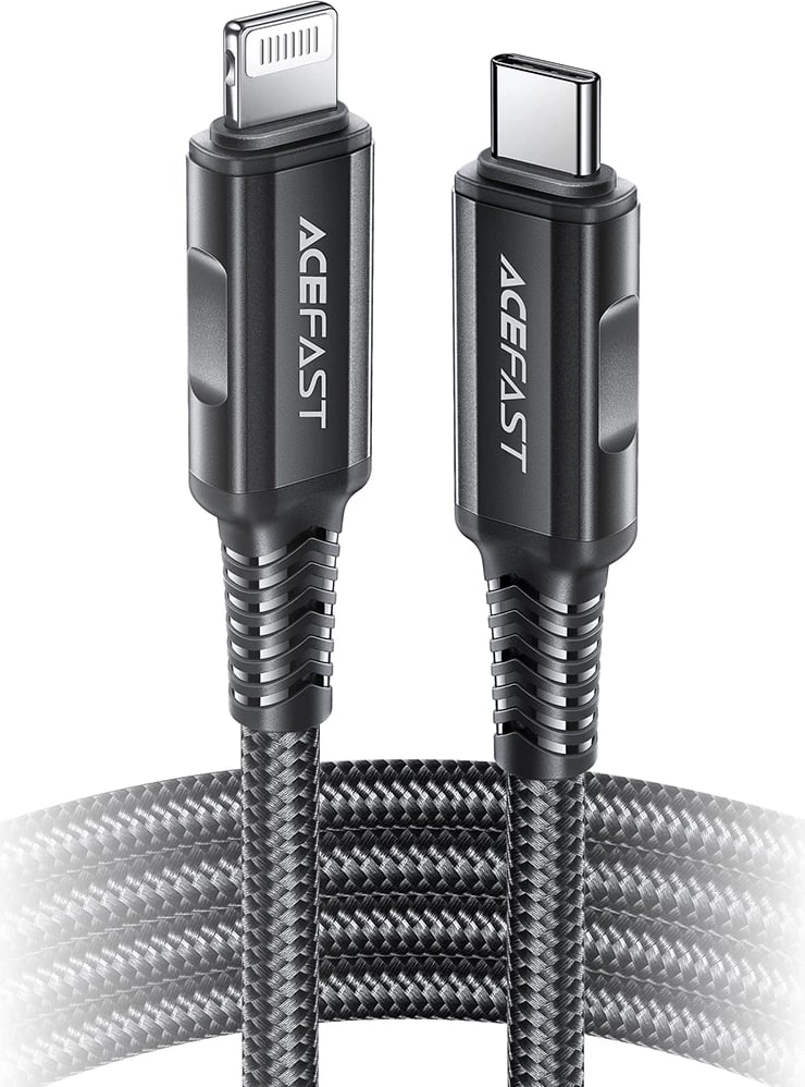 Kabllo Acefast C4-01, USB-C në Lightning, 1.8m, 30W, e zezë