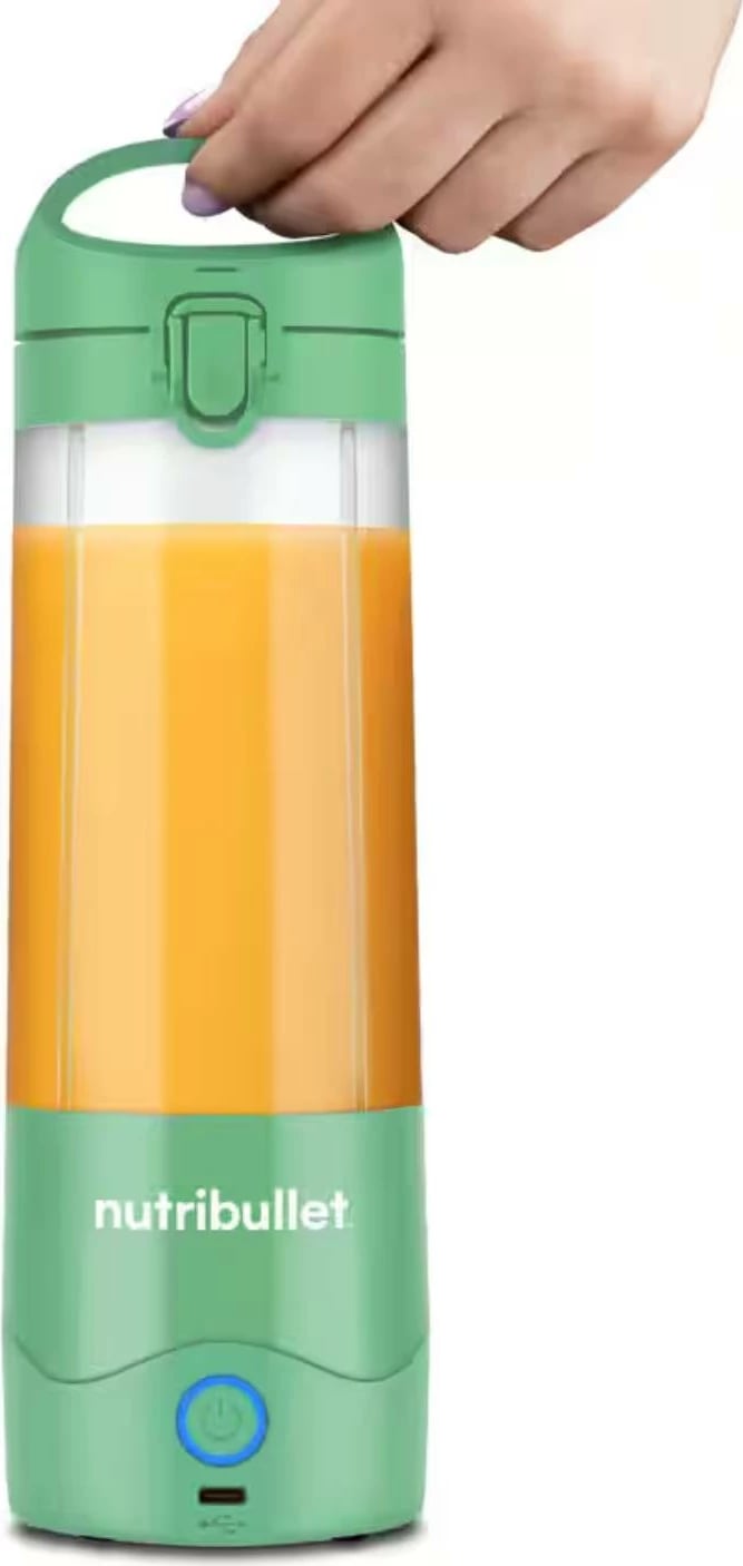 Blender portativ, NutriBullet, NBP003LG, 475 ml, bateri 2000 mAh, USB-C, jeshile e çelët