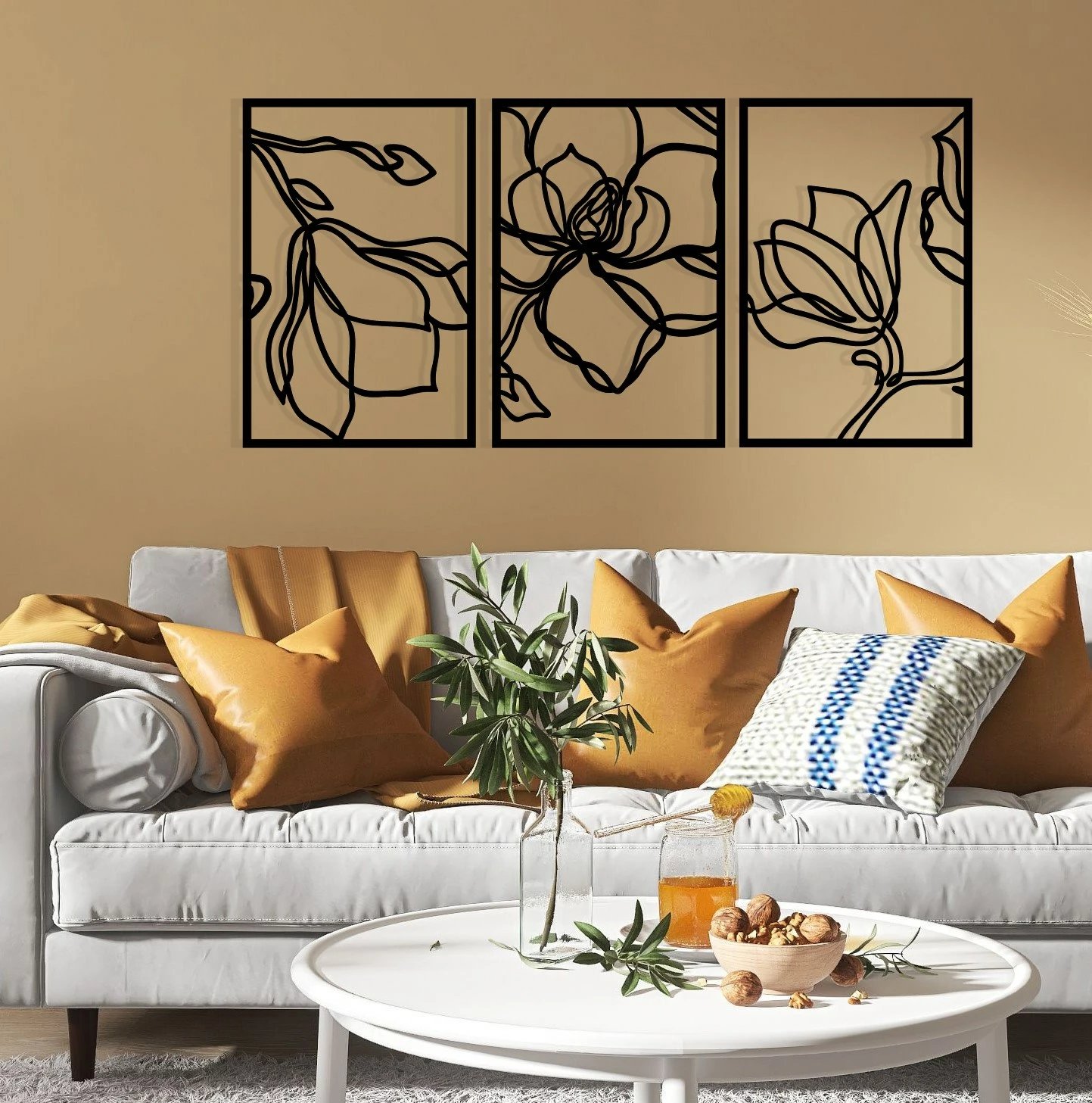 Aksesor dekorativ metalik për mur, Wallity Adda, ngjyrë e zezë, 120x56.5cm