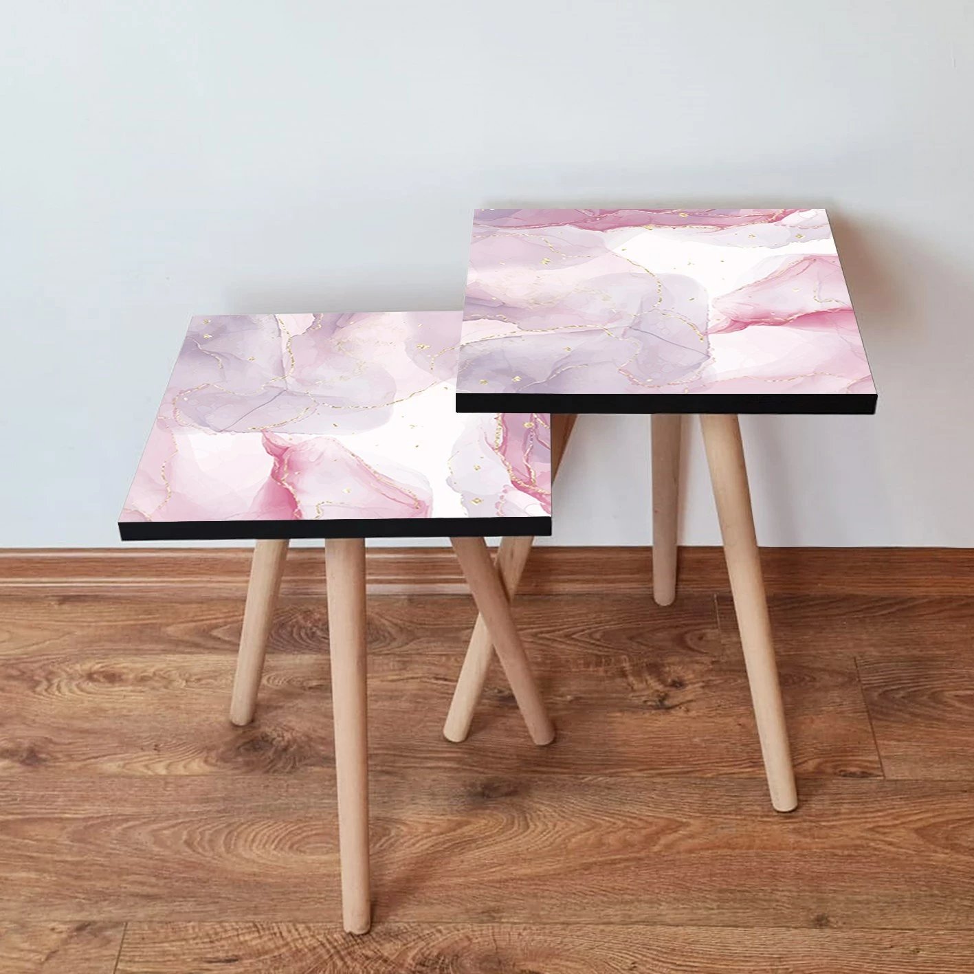 Tavolina ndihmëse të vendosshme, 2 copë, ngjyrë rozë, Skye Decor, 2Shp383