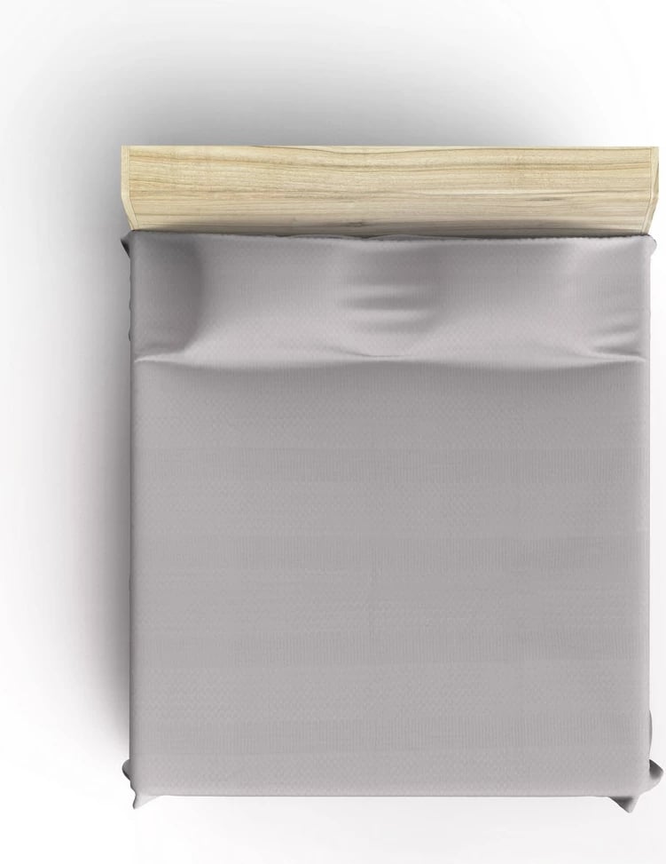 Çarçaf double pique, ngjyrë gri e çelët, me thekë dore, 220x240cm