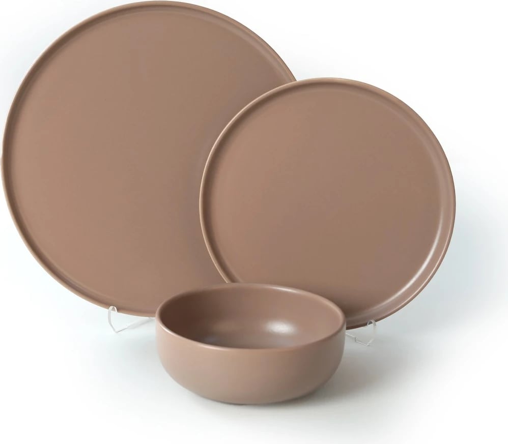 Set enësh për drekë, qeramikë, 18 copë, ngjyrë taupe, Hermia Concept, X0001346800000000000000000