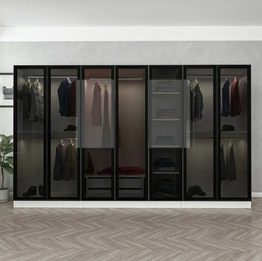 Dollap modern për dhomë gjumi, ngjyrë e bardhë dhe e zezë, Skye Decor, 6639