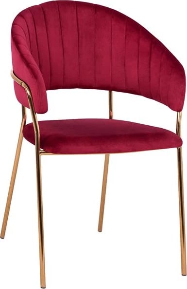 Karrige me krahë, ngjyrë Bordeaux, kornizë ari, 55x50x82 cm, set prej 2 copë