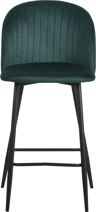 Karrige për bar, kadife, ngjyrë e gjelbër e errët, këmbë metali të zeza, 53x46.5x96.5