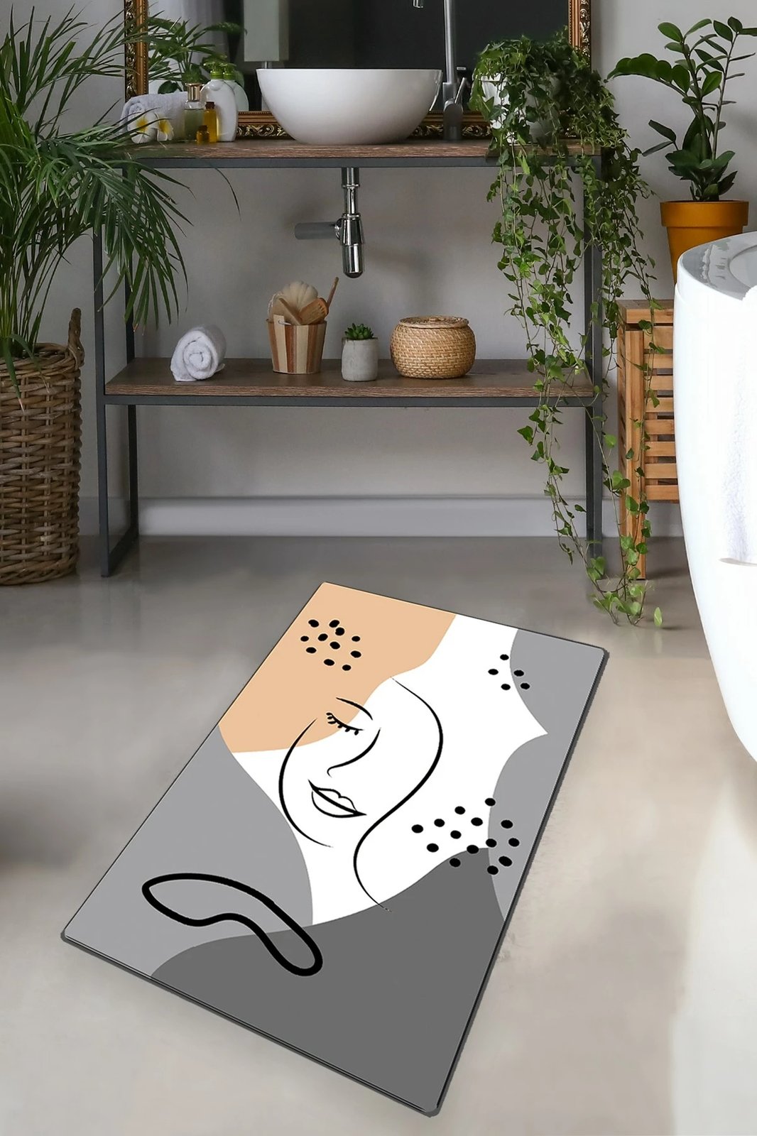 Tapet banje Mijölnir, fytyrë e buzëqeshur, shumëngjyrësh, 70x120cm