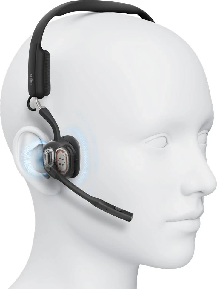 Kufje SHOKZ OpenMeet UC Wireless Bluetooth me dirigjim kockor, me adapter USB-A, të zeza
