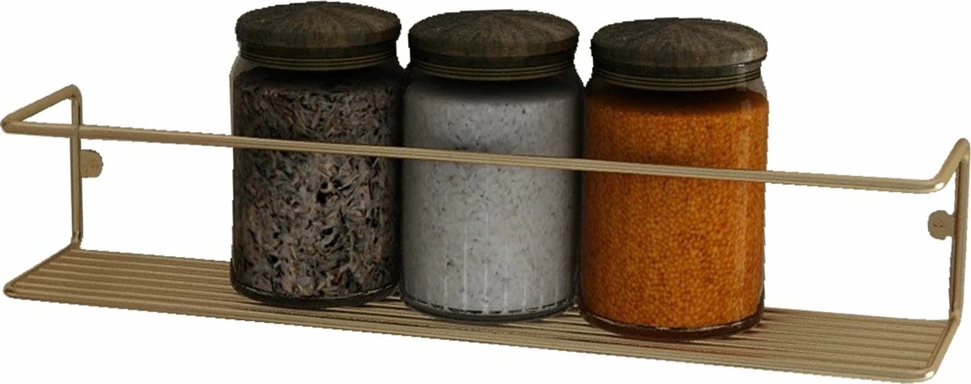 Raft muri, ngjyrë ari, Hanah Home, për banjo ose kuzhinë, 7x7x33cm (1 copë)
