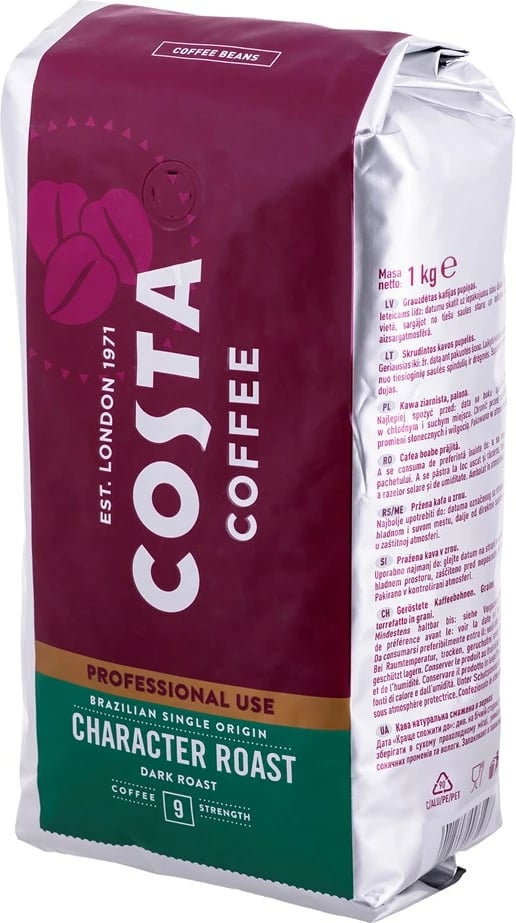 Kafe kokërr Costa Coffee Brazilian Single Origin, 1kg, për përdorim profesional