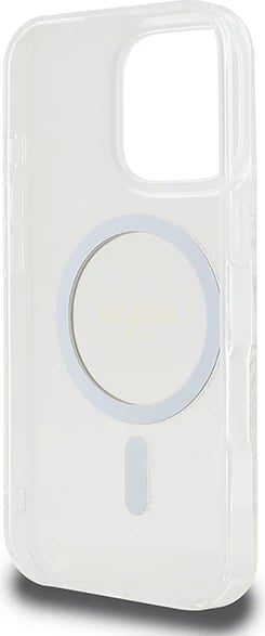 Mbështjellës Guess IML Glitter Circle MagSafe për iPhone 16 Pro Max, hardcase TPU/PC, kompatibil me MagSafe, transparent