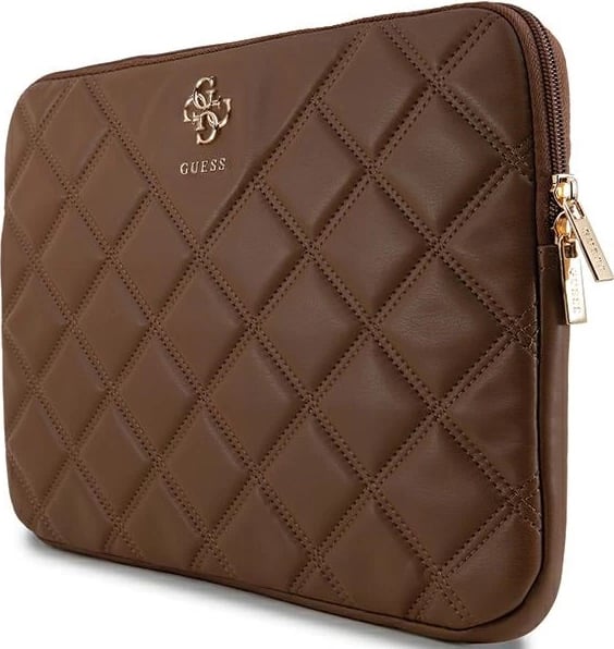 Mbështjellës laptopi Guess Quilted 4G, 14 inç, Kafe