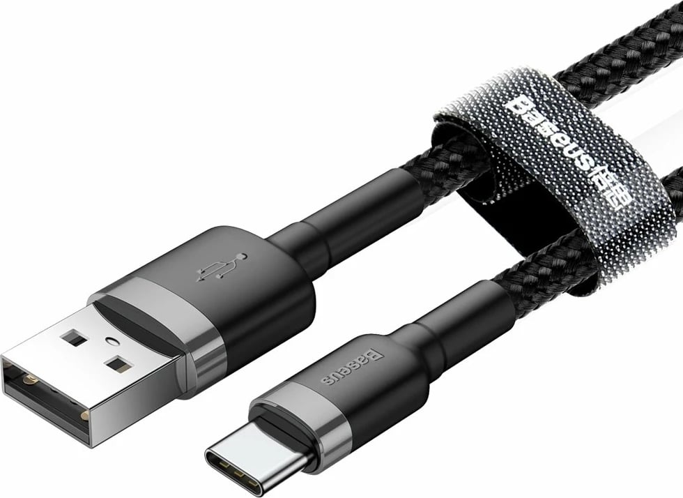 Kabllo Baseus Cafule CATKLF-CG1, USB në USB-C, 2m, QC3.0, E zezë-gri