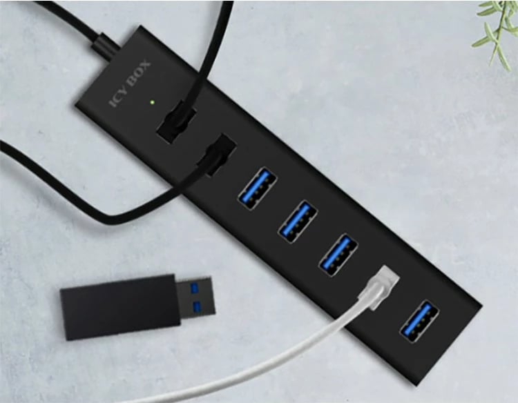 USB hub ICY BOX IB-HUB1700-U3, 7 porta, USB 3.2 Gen 1, 15W, zi