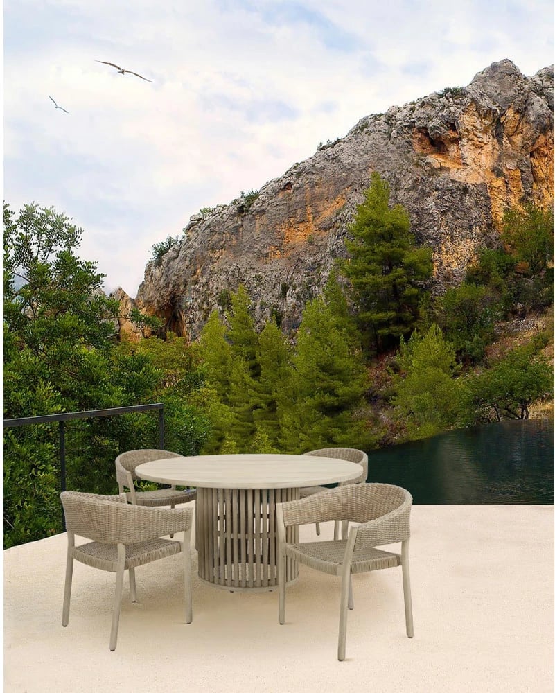 Tavolinë Sumatra, dru akacie, natyrale, 150x150x76cm