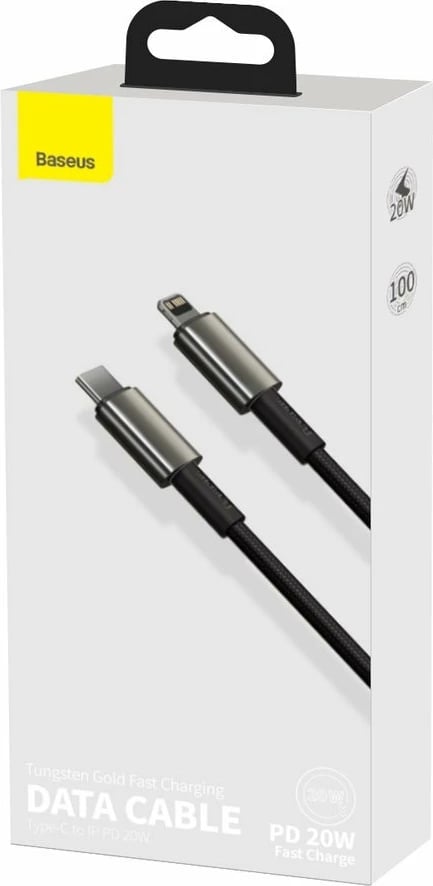 Kabllo Baseus CATLWJ-01, USB-C në Lightning, 1m, 20W, e zezë