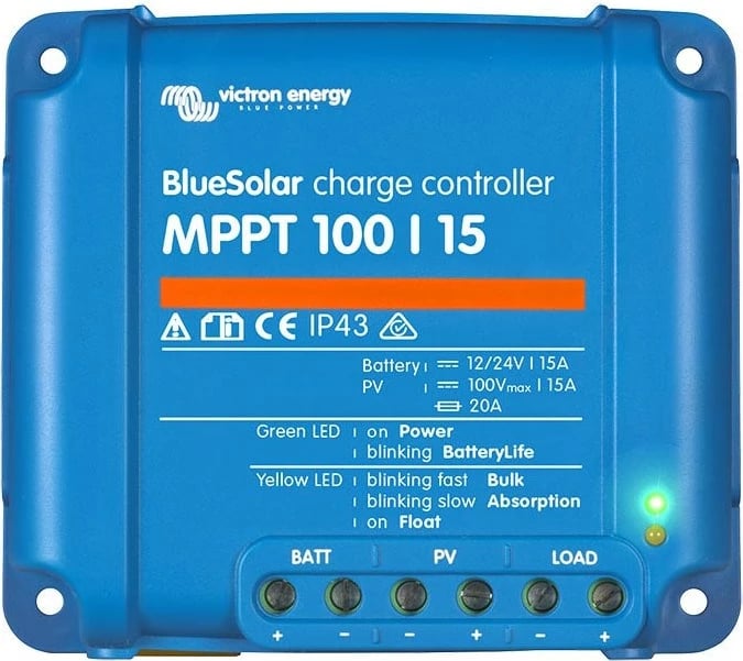Rregullator karikimi diellor MPPT BlueSolar 100/15, pa emër, SCC010015200R, Blu