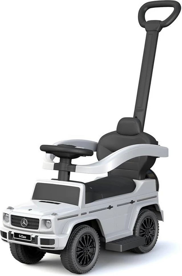Makinë ride-on, Baby Mix, Mercedes‑Benz G‑Class G63, me dorezë drejtuese, tinguj e melodi, hapësirë nën ulëse, deri 25 kg, e bardhë