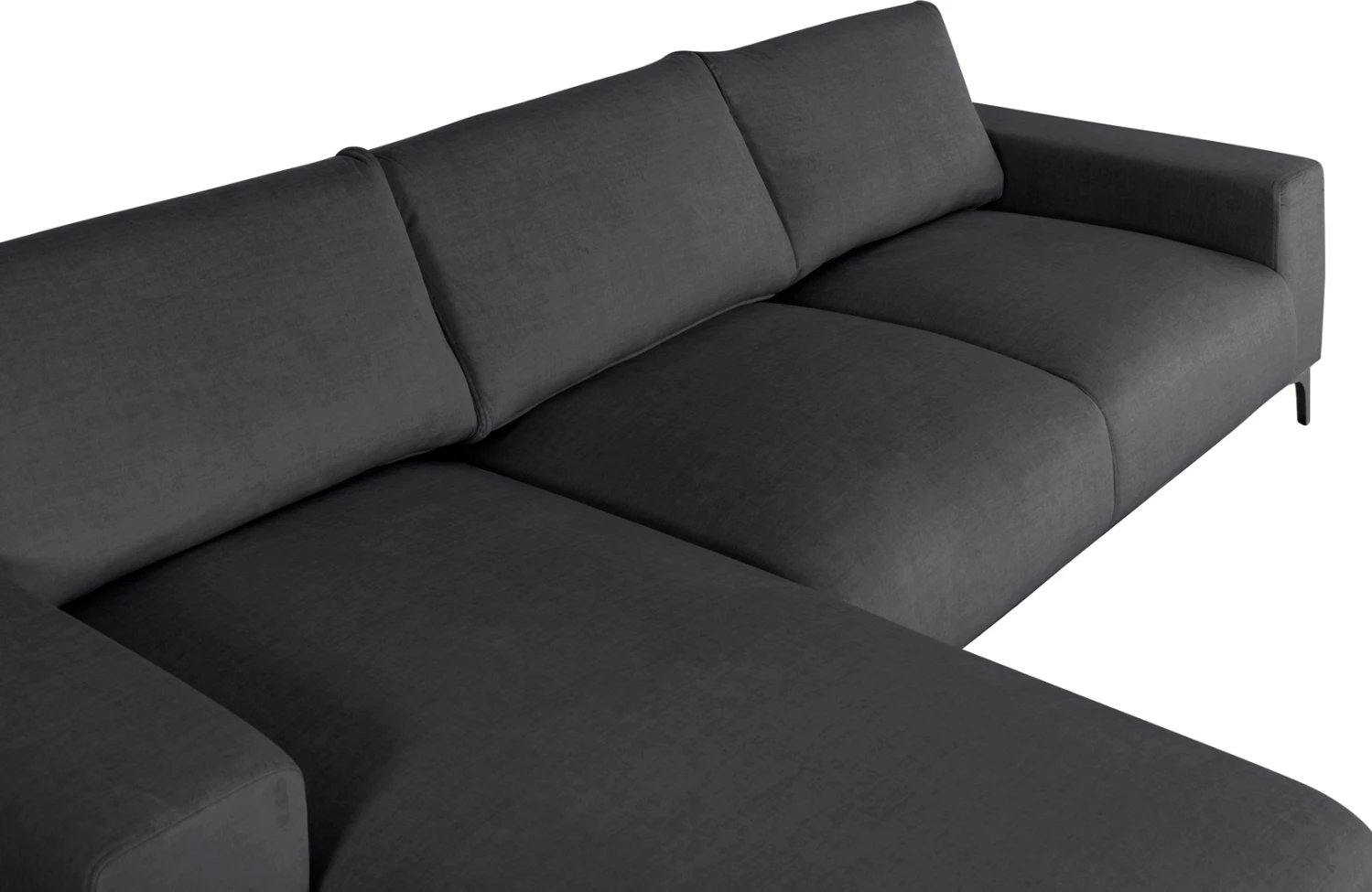 Divan qoshe (majtas) NOA FH3278.02L, pëlhurë antracit, 288x90-157x67-80H cm