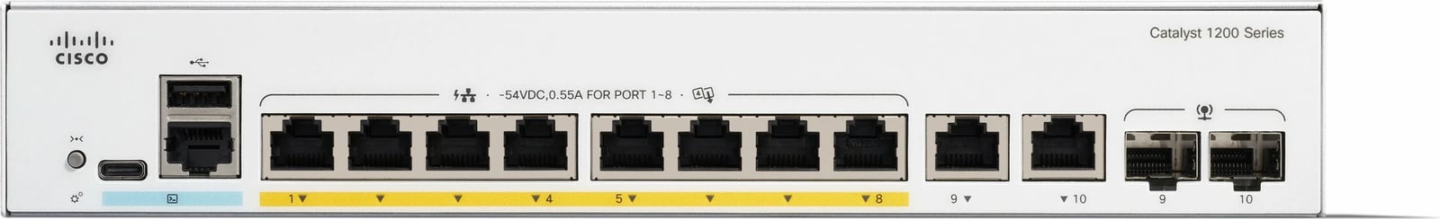 Switch Cisco Catalyst 1200-8P-E-2G, 8 porta GE, PoE, 2x1GE Combo, i bardhë
