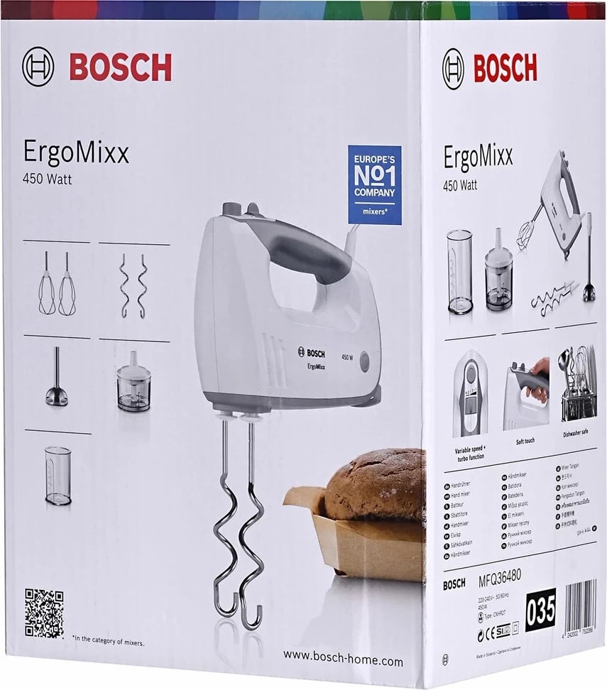 Mikseri dorës Bosch MFQ36480, 450 W, Gri dhe Bardhë Mikseri dorës Bosch MFQ36480, 450 W, Gri dhe Bardhë