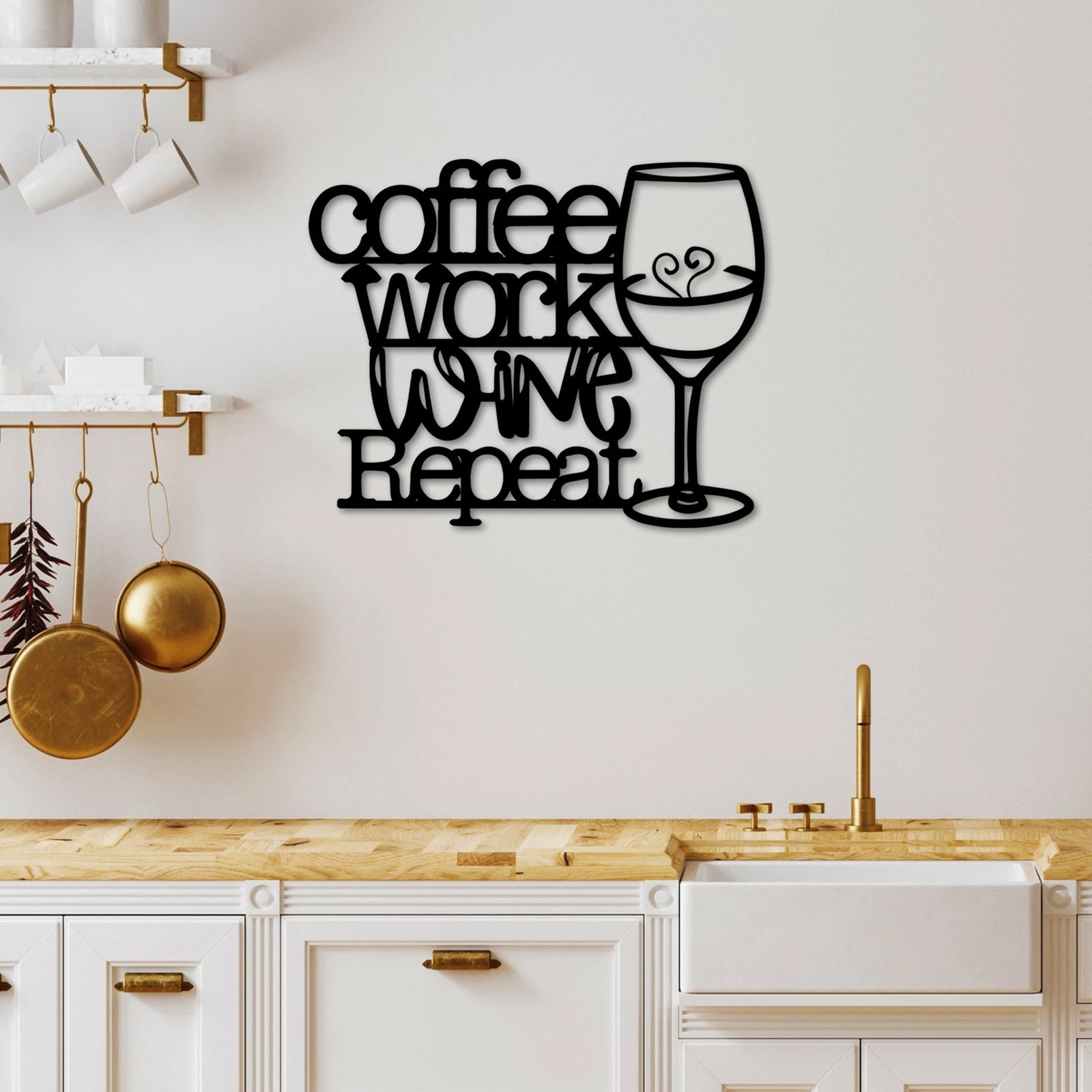 Aksesor dekorativ metalik për mur, Wallity, Coffee Repeat