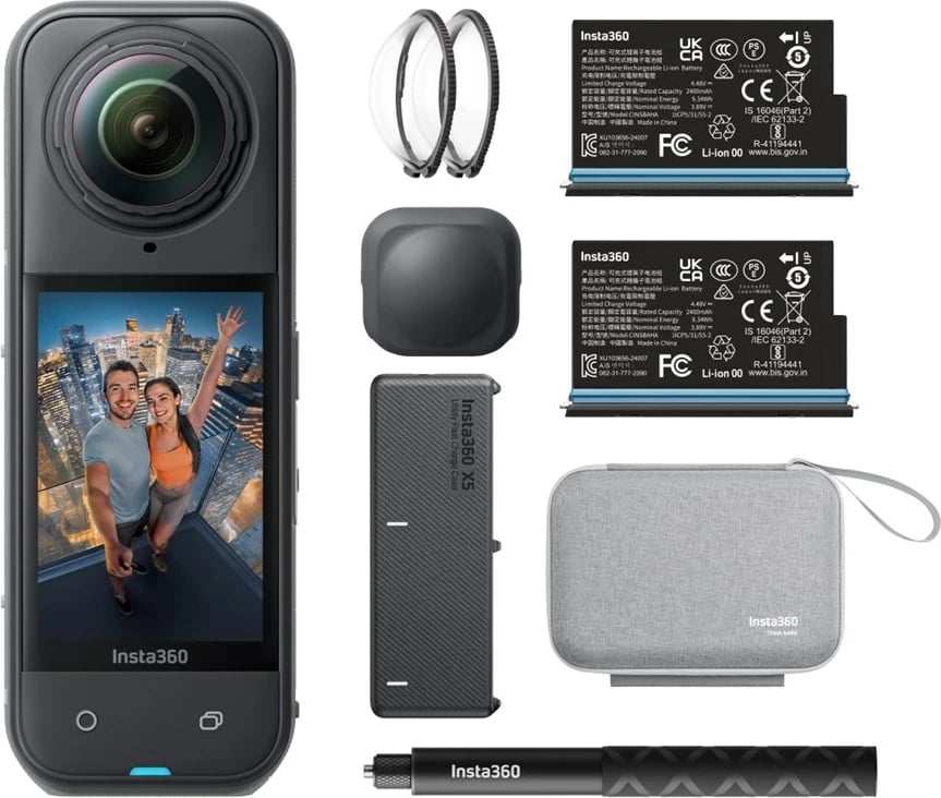 Kamerë aksioni 360 Insta360 X5 Essentials Bundle, 8K Ultra HD, e zezë