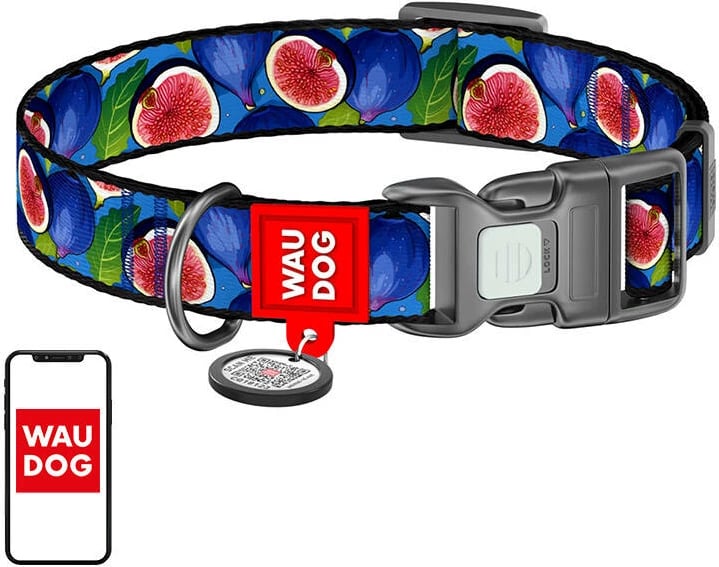 Qafore najloni për qen Waudog Fig me QR kod, XL, shumëngjyrëshe