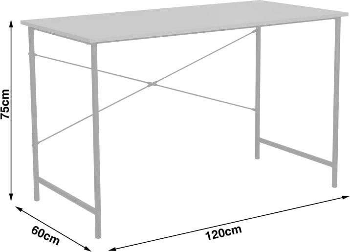 Tavolinë pune Senzia, ngjyrë natyrale, metal i zi, 120x60x75cm