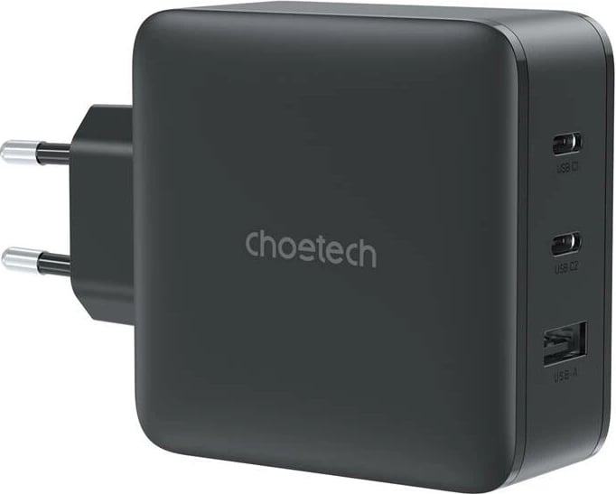 Kasë karikues Choetech PD8005, 100W, GaN, 2x USB-C, 1x USB-A, e zezë