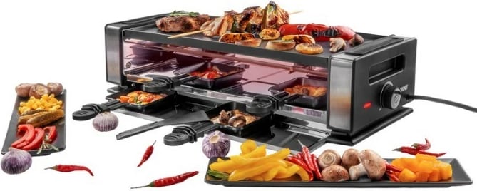 Raclette UNOLD 48730, 8 persona, plastikë, çelik inox, e zezë