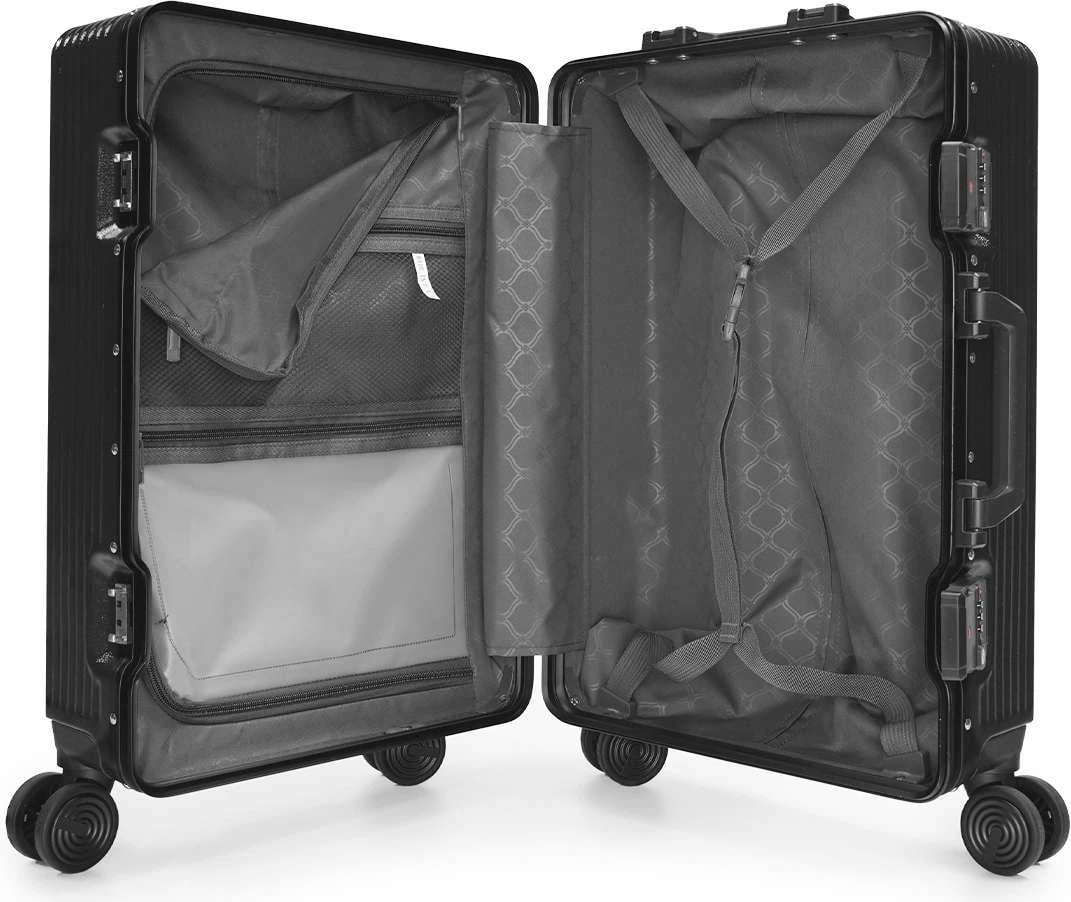 Valixhe udhëtimi Zoozie Bags, kornizë alumini, e zezë, ALC-625