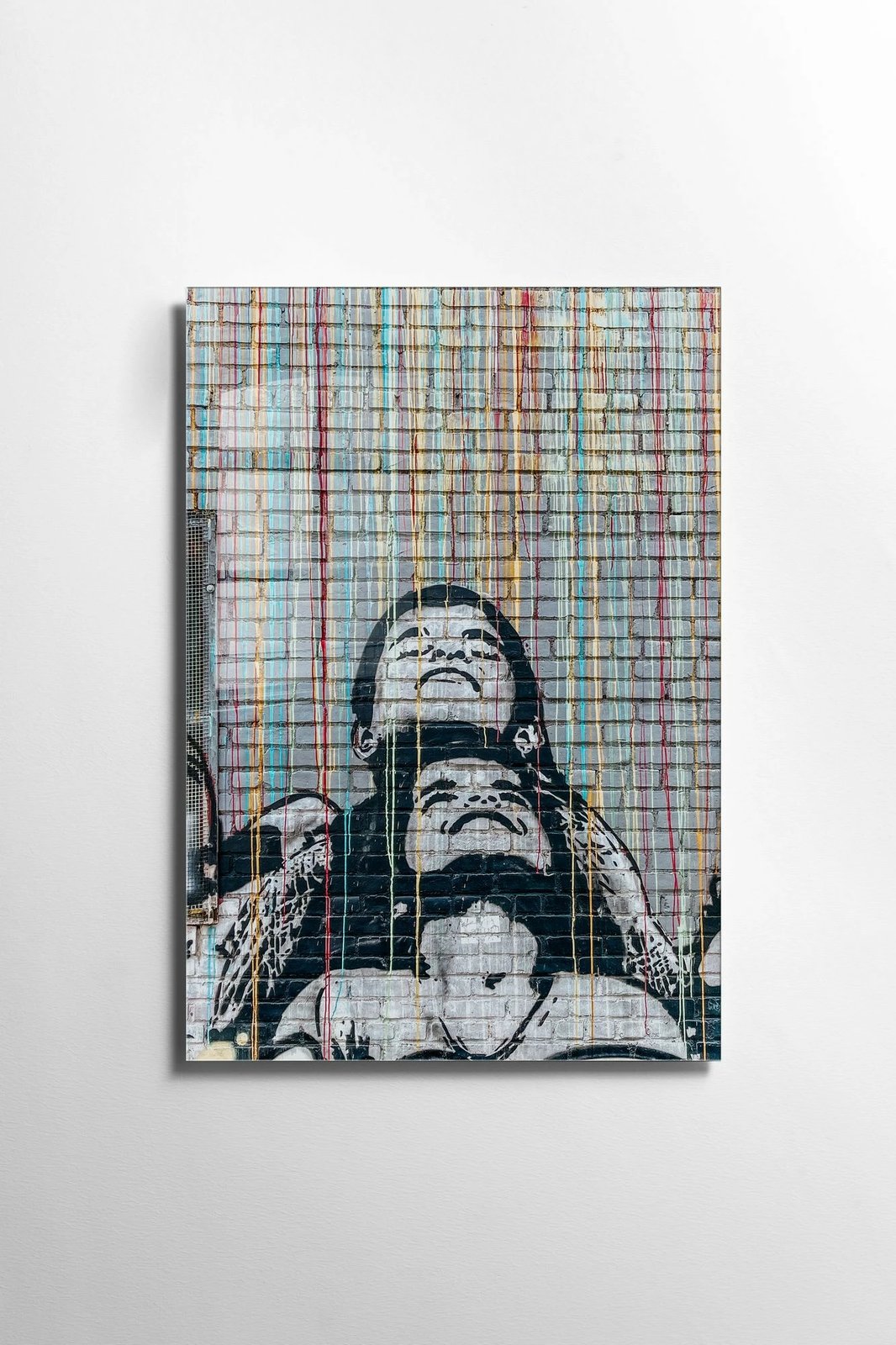 Pikturë dekorative prej xhami të temperuar, Banksy, shumëngjyrëshe, 45x65cm