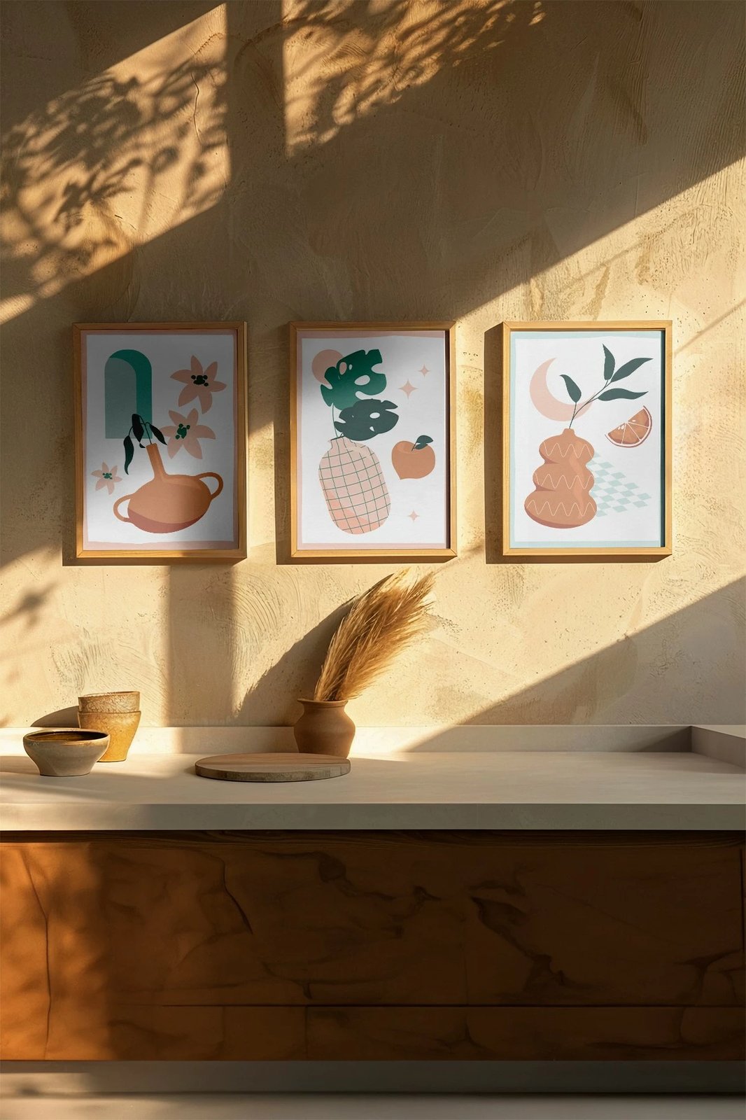 Pikturë dekorative me kornizë (3 copë), Wallity, 3Dartsohoset125