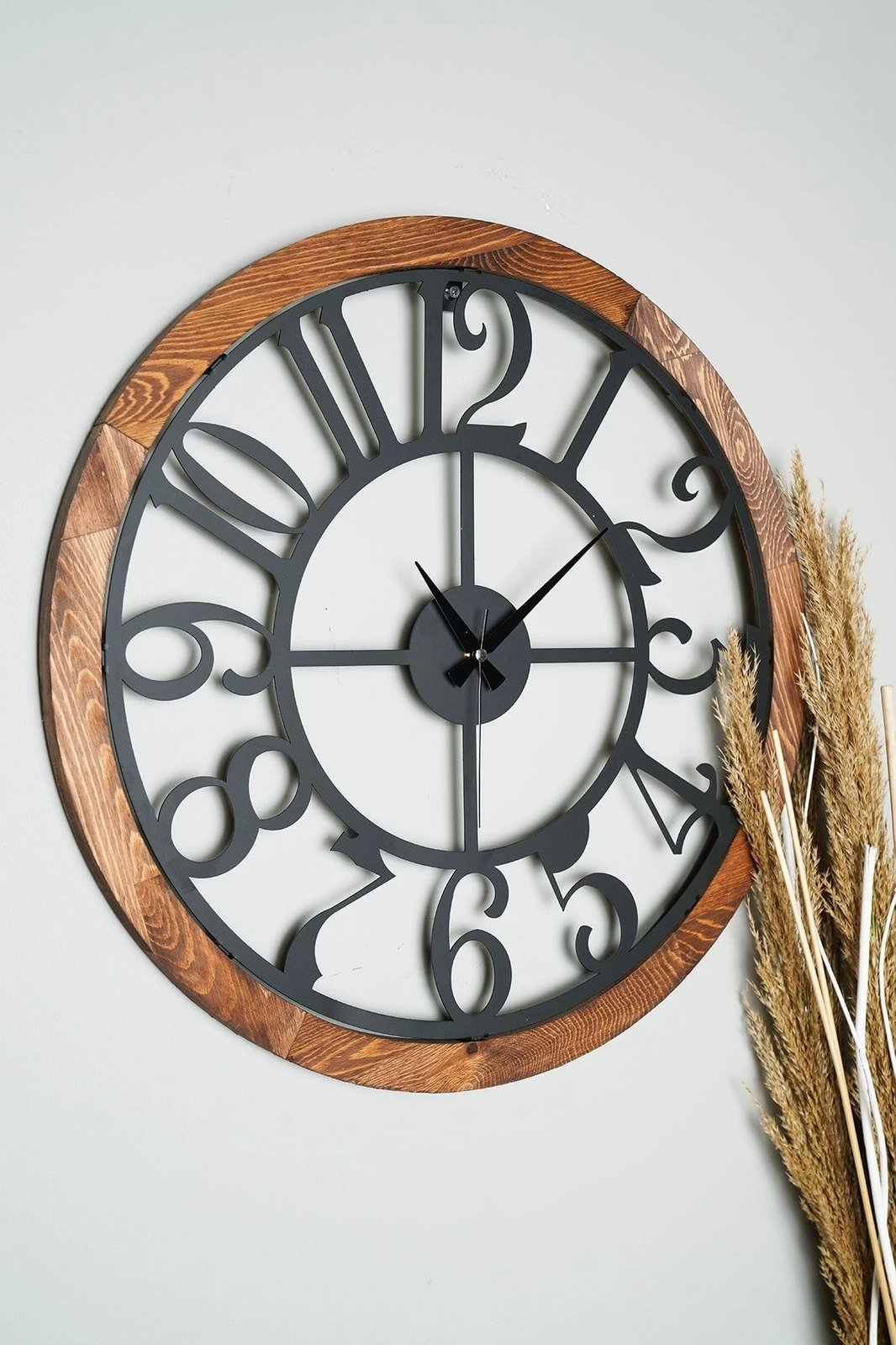 Orë muri dekorative metalike Wallity, Myk1212-10, ngjyrë arre dhe e zezë