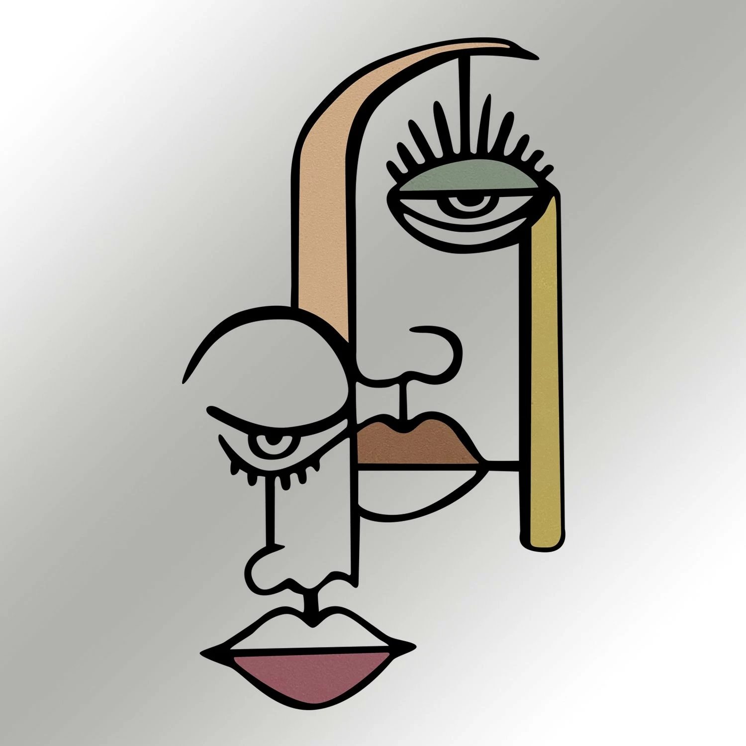 Aksesor dekorativ për mur, metalik, Wallity Kubizm 28, shumëngjyrësh, 68x39cm