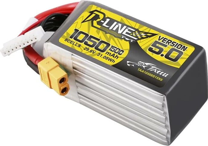 Bateri LiPo Tattu R-Line Version 5.0, 1050mAh, 29.6V, 8S, 150C, XT60