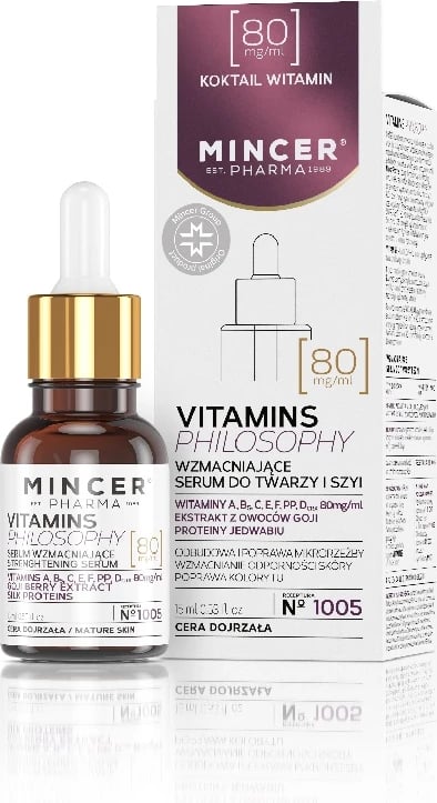 Serum për fytyrë dhe qafë Mincer Pharma Vitamins Philosophy No.1005, 15ml Serum për fytyrë dhe qafë Mincer Pharma Vitamins Philosophy No.1005, 15ml