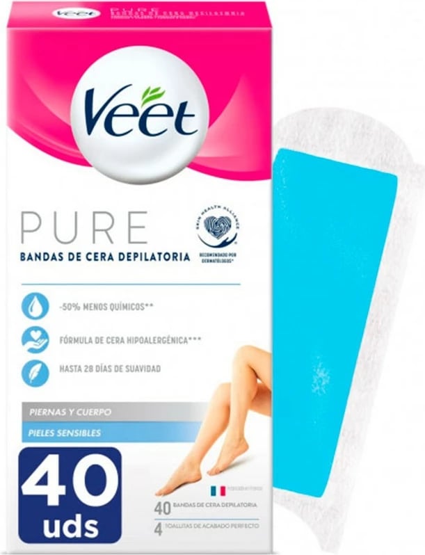 Bandë depilimi Veet Pure për lëkurë të ndjeshme 40 copë