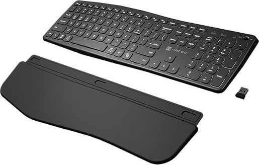 Tastierë pa tela Natec Porifera NKL-1995, Bluetooth + 2.4GHz, me ndriçim, e zezë