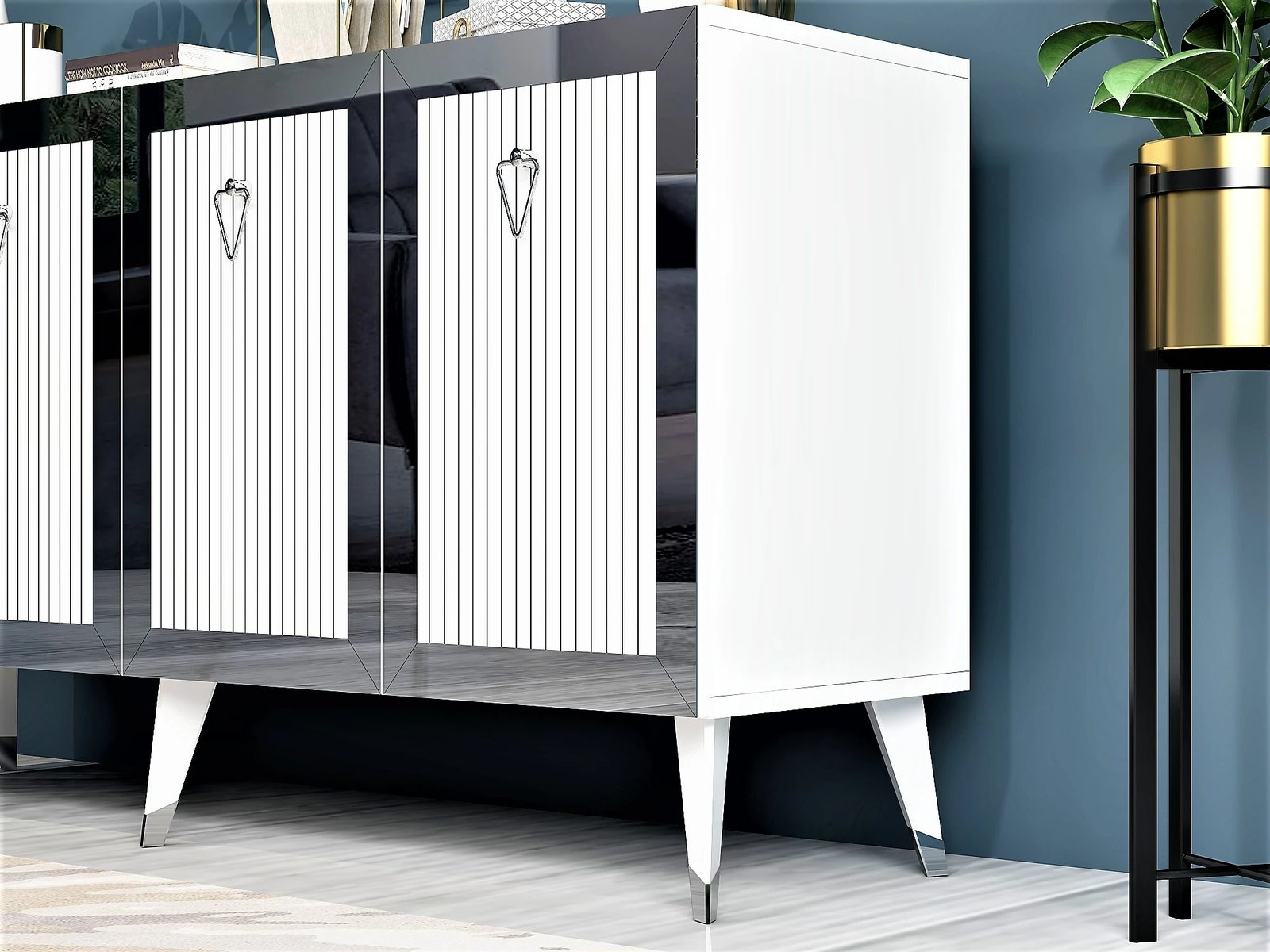 Konsol Hanah Home, bardhë-argjendtë