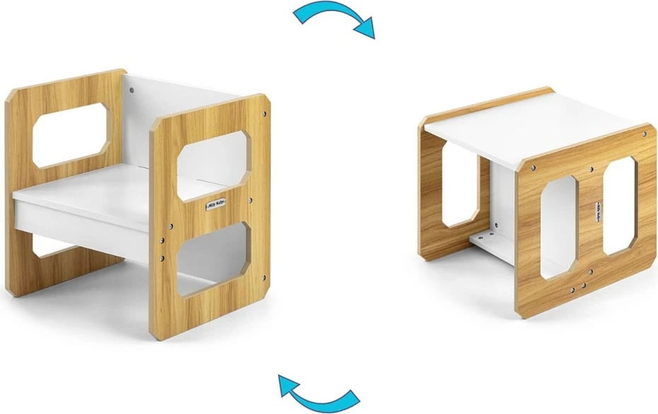 Set mobilje 3‑në‑1, Milly Mally Stella, tavolinë + karrige, modulare, MDF, për fëmijë 3–6 vjeç, Natural