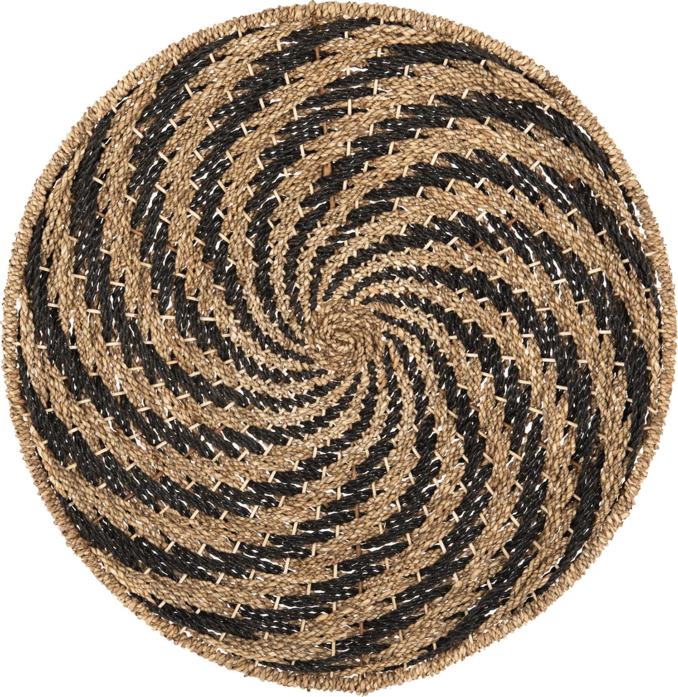 Dekor muri i rrumbullakët, pamje spirale, ngjyrë natyrale dhe e zezë, FH7830.02, Φ61x3cm