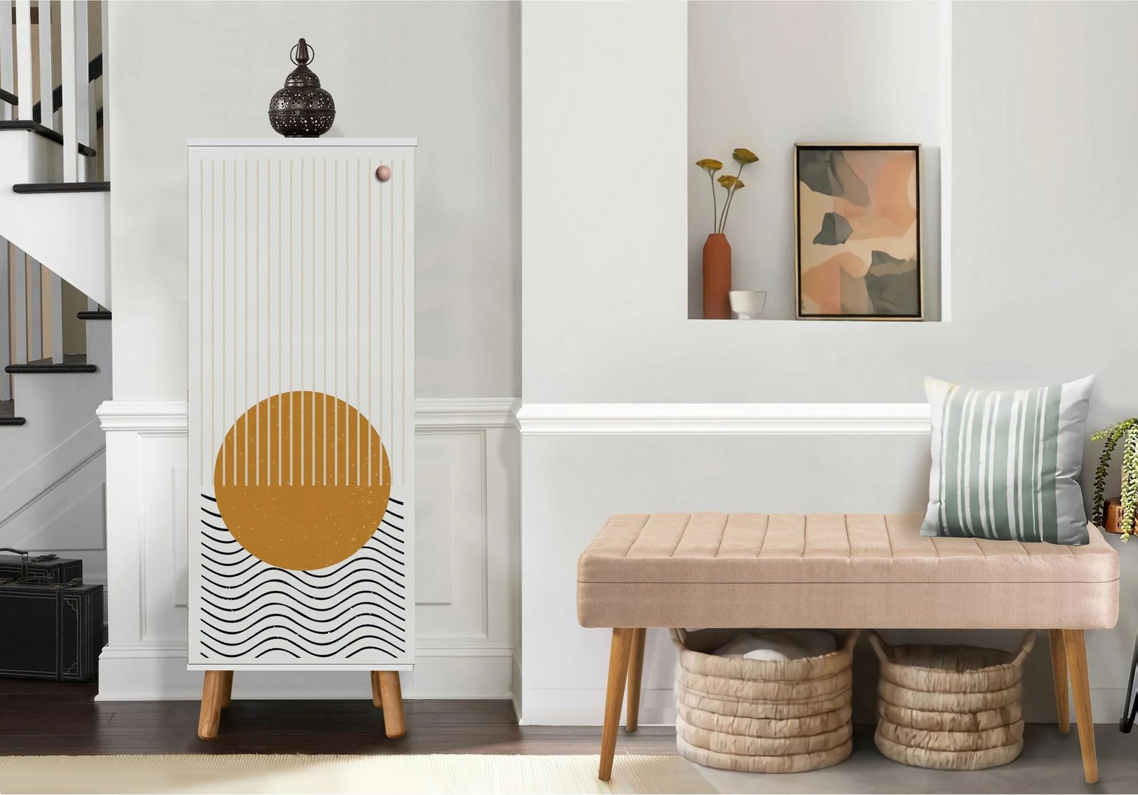 Set mobiljesh për korridor, ngjyrë e bardhë dhe gur, Skye Decor, 949-0900