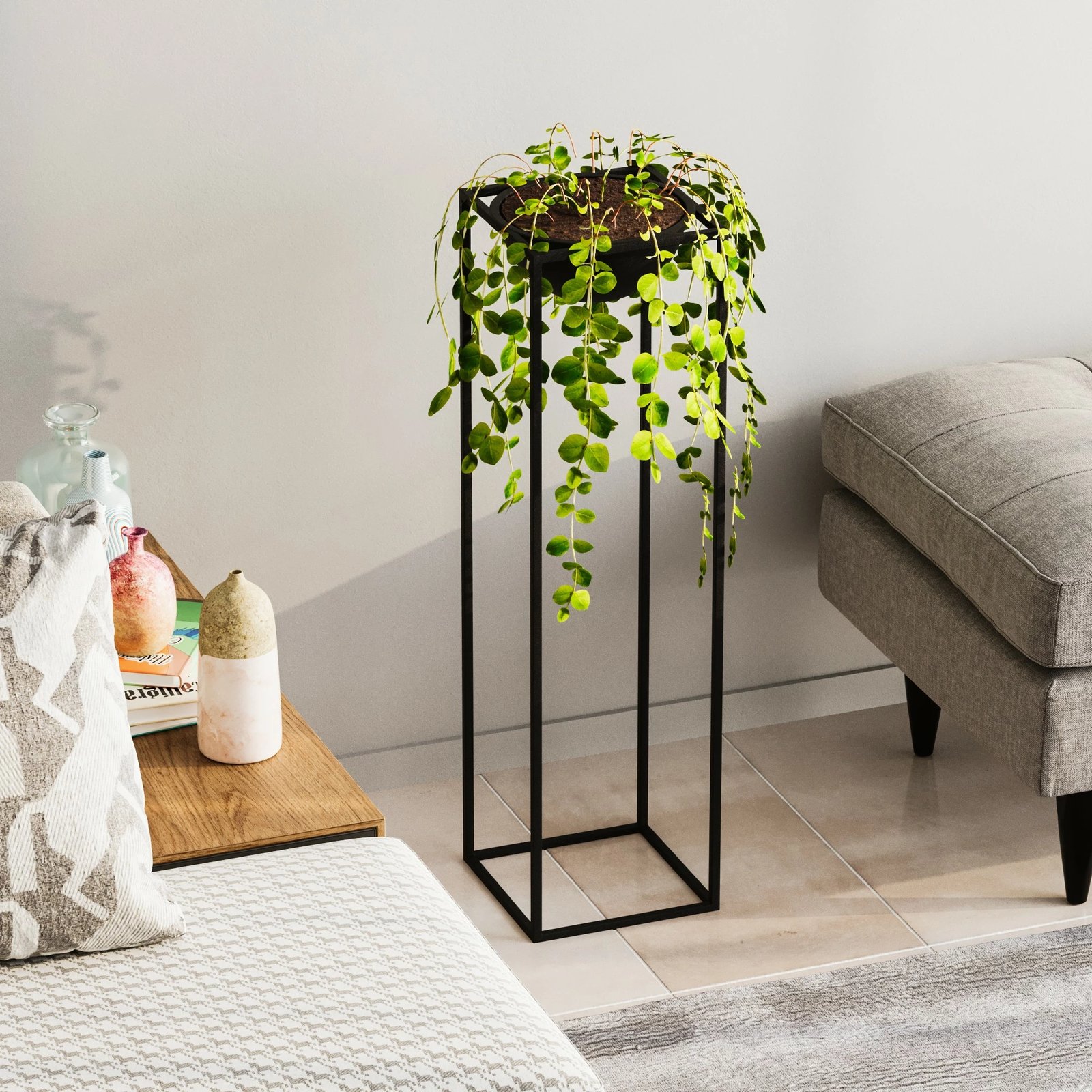 Vazo dekorative, e zezë, Evila Originals, GED-020, 28x80x28 cm