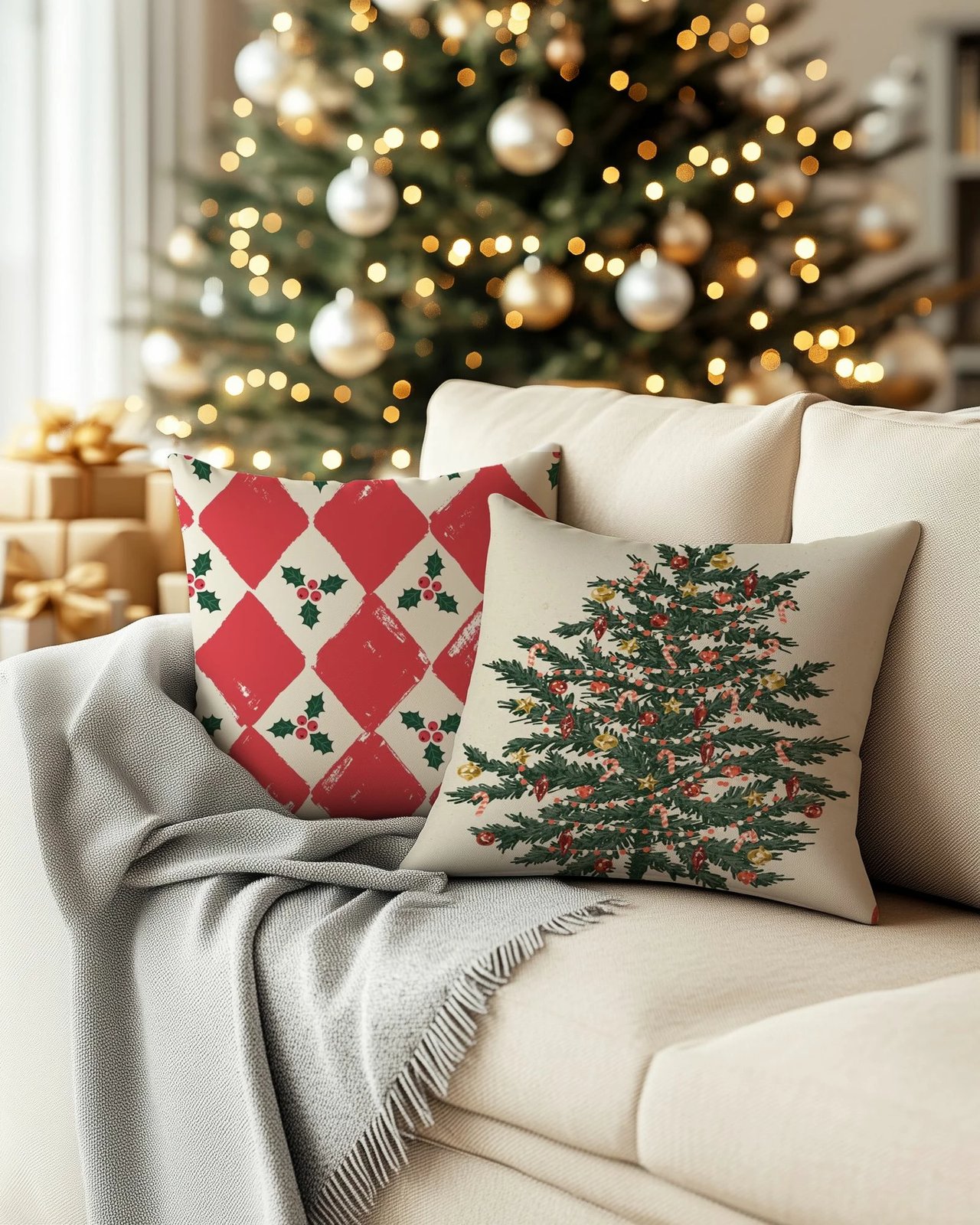 Set mbulesash jastëku (2 copë), motive festive, Evila Originals, PLW-NWYR26 - 5